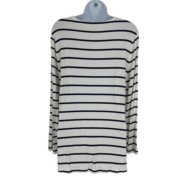 Chico's Mitered Stripe Valarie Long Sleeve V-Neck Top Size 1 US M - Picture 3 of 8